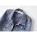 "Vintage Beaded Denim Jacket For Women – Heavy Washed Cropped & Loose Fit (Black/Light Blue)"_ecoleips.com