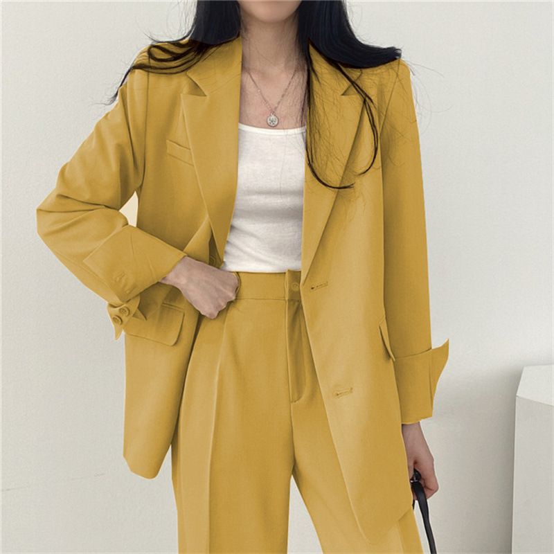 Women's Casual Design Top And Trousers Suit Small Suit Retro Jacket Slim Fashion Spring And Autumn_ecoleips.com