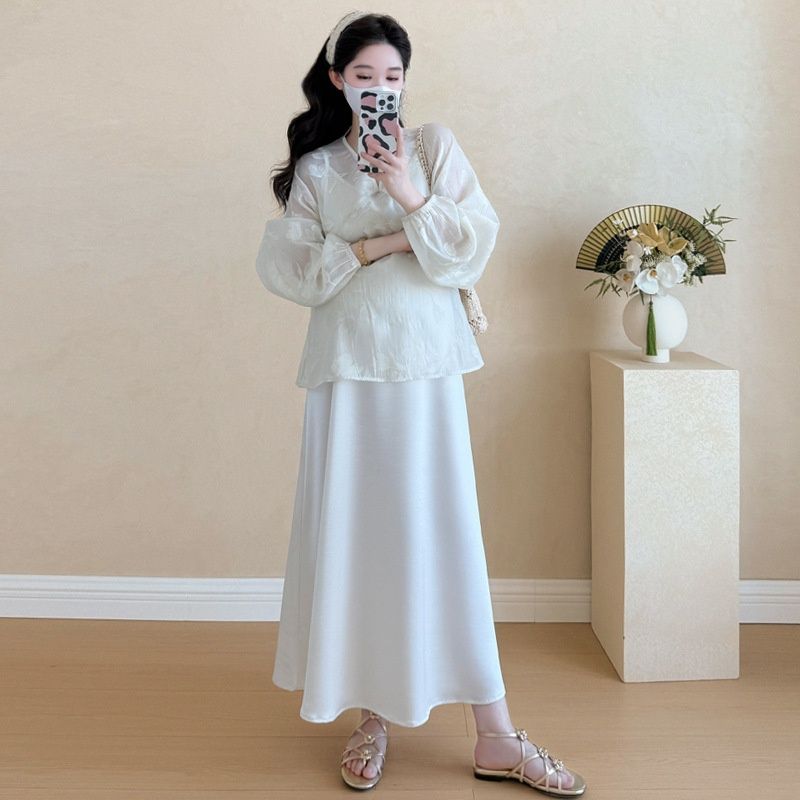 Autumn New Korean Fashion Jacquard 2-Piece Maternity Dress_ecoleips.com