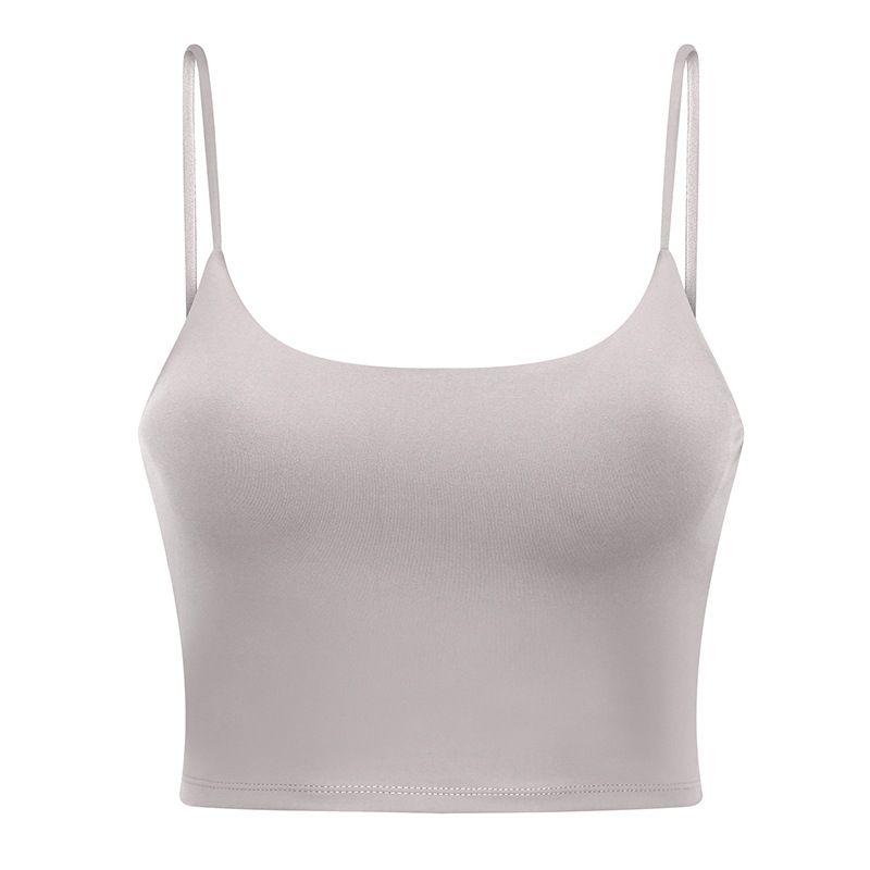 New Sexy Thin Strapped Backless Yoga Top, Cropped Camisole With Bra Pads, Women's Yoga Vest._ecoleips.com