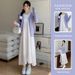 Autumn New Wear Knitted Patchwork Vest Purple Sweater 2-Piece Maternity Dress_ecoleips.com