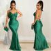 Women's Clothing Solid color sexy halter wrap breast halter strap sheath long dress_ecoleips.com