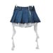 Denim Skirt Women 2025 Spring And Summer American Punk Irregular Lace Splicing Design Slim A Line Skirt Trend_ecoleips.com