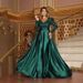 New Arrival Sexy Deep V Neck Big Swing Floor Length Trailing Long Evening Dress For Formal Banquet Party_ecoleips.com