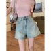 Floral Embroidery Pocket Wide-Leg Denim Short For Women Summer New Deign Sene Niche Girl High-Wait Slimming Hot_ecoleips.com