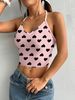 2025 Summer New European And American Cross-Border Valentine's Day Women's Heart Hanging Neck Tie-Up Crop Top Sexy_ecoleips.com