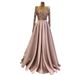 Women's Elegant Plus Size Evening Ball Dress V Neck Long Sleeve With Side Slit Regular Thickness For Summer Spring/Autumn_ecoleips.com