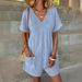 Summer Solid Color V Neck Jumpsuit For Women With Batwing Sleeves Pockets And Zipper Loose Fit American Fashion Short Sleeve_ecoleips.com
