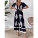 Women's V-neck bat sleeve waist jumpsuit_ecoleips.com