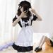 Cosplay Cute Pussy Maid Dress Full Cosplay Women's Dress Japanese Anime Home Dress Halloween Game Uniform Black_ecoleips.com