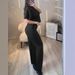 Women's Casual Solid Color Two Piece Set Round Neck Short Sleeved Top And High Waisted Straight Leg Pants Style Autumn Trend_ecoleips.com