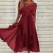 Women's Clothing Splicing Lace Hollow Long Skirt Bridesmaid Evening Dress_ecoleips.com