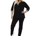 Women's Casual Two Piece Suit V Neck Long Sleeve T-Shirt with Contrast Color Pocket Trousers Autumn Winter Fashion Polyester_ecoleips.com