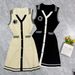 2026 Spring/Summer New Arrival: Elegant Camellia Color Blocked Collar, Button Down Sleeveless Knit Dress With A Light Luxury, Sophisticated Style_ecoleips.com