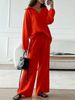 Elegant Ladies Casual Loose Suit Long Sleeved Top + Drawstring Trousers Suit Spring And Autumn Lapel Two Piece Suit_ecoleips.com