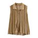 Women's Old Money Style Color Block Striped Sleeveless Knit Top Slim Fit Polo Collar Cardigan New Summer Elegant_ecoleips.com