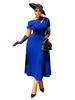 Women's Clothing Plus Size Clothes Asymmetrical Neckline Dress Slim Waist Hollowed Out Solid Color Summer Fashion American Style Casual_ecoleips.com
