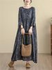Cotton Long Sleeve Print Floral Vintage Dresses For Women New All Season Casual Loose Long Dress Femme Vestidos Elegant Clothing_ecoleips.com
