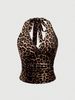 Women's Clothing Retro Leopard Print Backless Fashion Halter Neck Top V Neck Sexy Hot Girl Sleeveless Small Vest Female_ecoleips.com