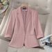 Women's Slim Fit Short Blazer Jacket – Lightweight Office & Casual Cropped Blazer With Notch Lapel, 3/4 Sleeve, Wrinkle-Free_ecoleips.com