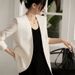 Women's Slim Fit Professional Office Lady Style Suit Jacket Padded Shoulders Casual Fashionable Elegant Spring Autumn_ecoleips.com