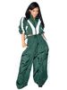 Women's Clothing Women's Trendy Two Piece Suit Zipper Waist Collage Contrast Color Oversized Super Fat For Formal & Casual_ecoleips.com