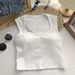Sleeveless Square-neck Camisole With Exposed Collarbone And Built-in Chest Pads, Korean Style Versatile Solid Color Tube_ecoleips.com