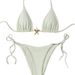 Women's Sexy Fashion Solid Color Bikini Set Metallic Triangle Two Piece Cross Strap Swimsuit For Spring/Summer/Autumn Vacation_ecoleips.com