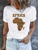 European And American Cross-border Foreign Trade Wholesale Clothing, African Continent Map Print Round-neck Plus-size_ecoleips.com