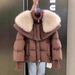 Petite Winter Parka With Oversized Faux Fur Collar – Short Quilted Puffer Coat, Thickened Polyester Shell (S-XL)_ecoleips.com