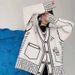 Women's Oversized Cardigan – Abstract Doodle Knit Sweater (Unisex Fit, Acrylic-Blend, Cozy Loungewear, S/M/L)_ecoleips.com