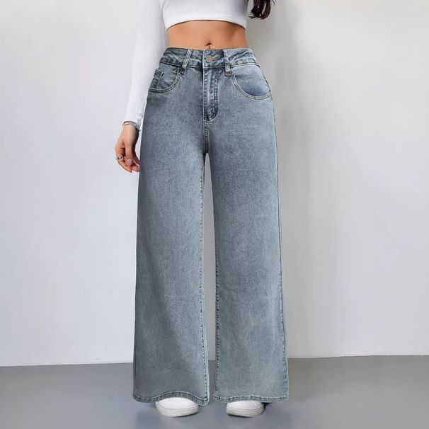 Cross-border 2026 Spring/Summer Pink Bow Embroidered Back Pocket Jeans, American Style Loose High-Waisted Wide-Leg Jeans_ecoleips.com