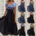 Elegant Floral Print Chiffon Maxi Dress V-Neck Summer Casual A-Line plus Size Women's Dress S-5XL_ecoleips.com