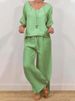 Women's Clothing Casual V Neck Pullover Half Sleeve Plus Pants Multicolor Women's Two Piece Suit_ecoleips.com