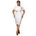 Plus-size Women's Fashion Embroidered Short-sleeve Dress, Cross-border Plus-size High-waisted Party Dress_ecoleips.com