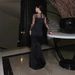 CY901796Rhinestone Mesh Sleeve Patchwork Waist Split Slim Fit Long Dress Women_ecoleips.com