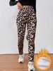 Women's Clothing Women's High-Waisted Slimming Leggings Leopard Print Fleece Lined Warmth Side Pocket Design Autumn Trendy Bottoms_ecoleips.com