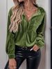 Top Simple And Versatile Solid Color Lapel Lantern Sleeve Shirt_ecoleips.com
