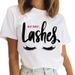 Euroean And American Cross-border Foreign Trade Clothing, Sexy Eyelash Rint Round-neck Short-sleeve Women's T-shirt_ecoleips.com