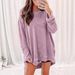 Fashionable, Pure-Color Waffle-Patterned Loose-Sleeved Top With Round Collar And Slit For Women_ecoleips.com