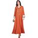 Women's Clothing Orange V Neck Loose Arabian Dress_ecoleips.com