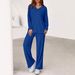 Women's Clothing Casual Two-Piece Set Long Sleeve Top & Wide Leg Pants Comfortable Loose Fit Outfit_ecoleips.com