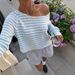 Chic Striped Short Top For Women, Comfortable Knit Long Sleeve Cropped Blouse, Casual Relaxed Fit Pullover_ecoleips.com