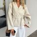 Women's Long Sleeved Blazer Autumn/Winter Casual Vacation Lace Up Wool European American Style Lightweight Coats_ecoleips.com
