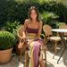 Summer Ripple Color Block Strappy Slit Long Dress Fresh Beach Vacation Dress For Women Holiday Outing_ecoleips.com