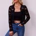 European American Cross-border 2026 New Autumn And Winter Elegant Women's Long-sleeve Sheer Lace Cardigan Top_ecoleips.com