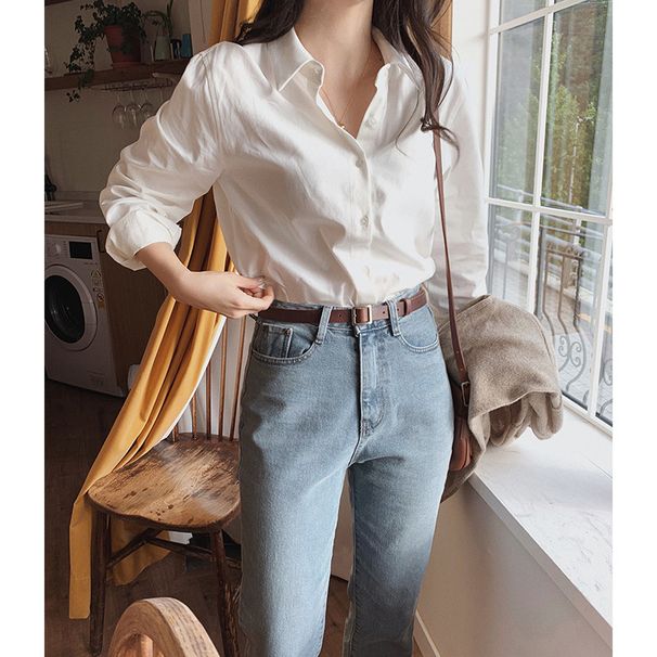 Elegant White Women's Shirt, High-end Light Luxury Top, 2025 New Summer Korean Version, Loose Casual Pure Cotton Shirt_ecoleips.com