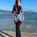 Women's Clothing Floral Print Long Sleeve Swimwear Set Women's Cover Up One Piece Swimsuit Fashionable Conservative Meat Concealing Beachwear_ecoleips.com