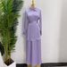 Modest Long Sleeve Top & Maxi Skirt Set – Elegant Tie-Waist Office Outfit For Women, Breathable Poly-Cotton Blend_ecoleips.com
