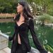Elegant Sexy Girl Twisted Butterfly Long Sleeve V-Neck Top Knitted Stretch Solid Color Pullover European American Style Women's Clothing_ecoleips.com
